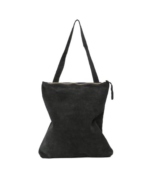 Zipper suede black tote bag