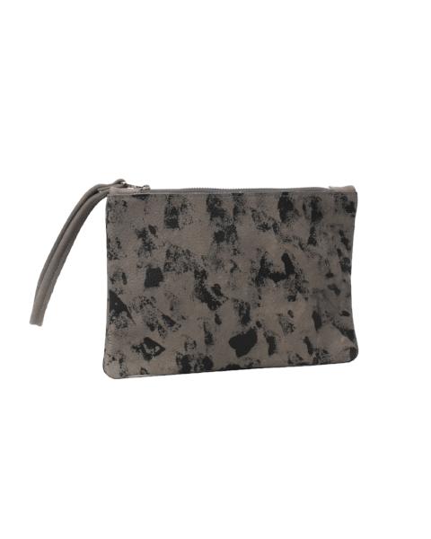 Stains grey clutch bag