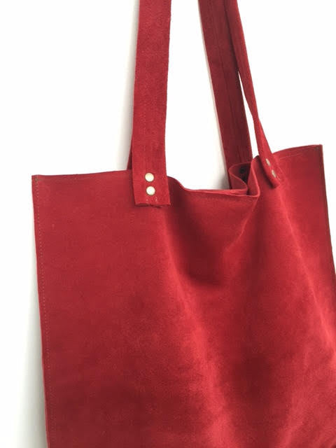 Boro suede tote bag - Red