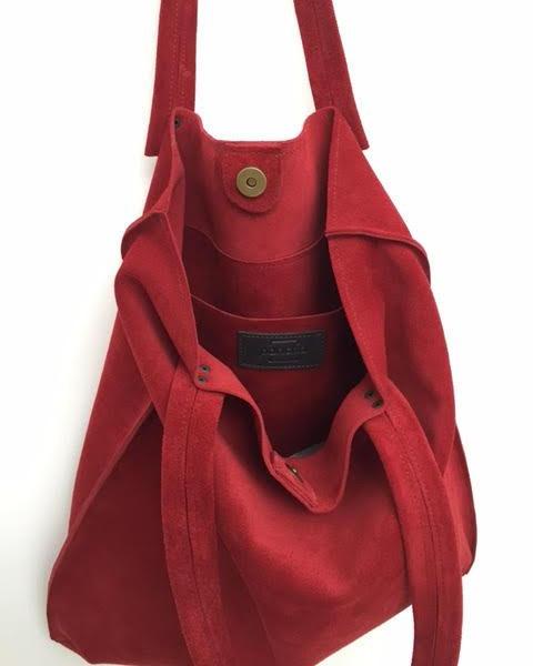 Boro suede tote bag - Red