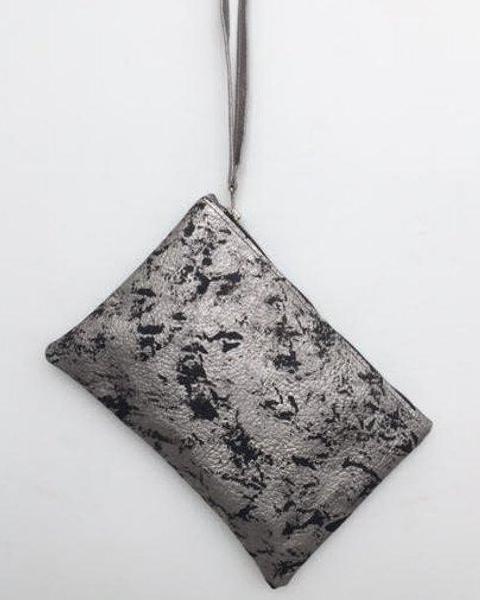 Stains silver clutch bag